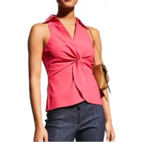 Cinq À SEPT McKenna Twisted Front Stretch-crepe Sleeveless Blouse Top XSmall NEW - Picture 7 of 10